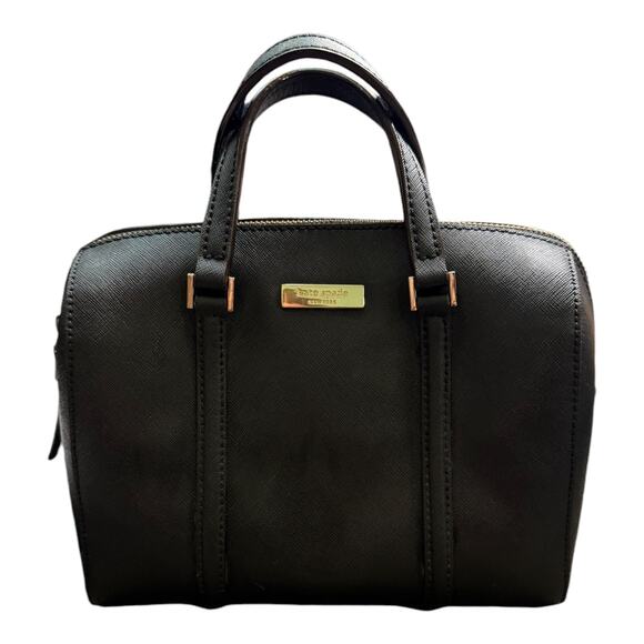 KATE SPADE Saffiano Leather Boston Handbag Black Dual Top Handle Zip Purse EUC - Picture 9 of 9